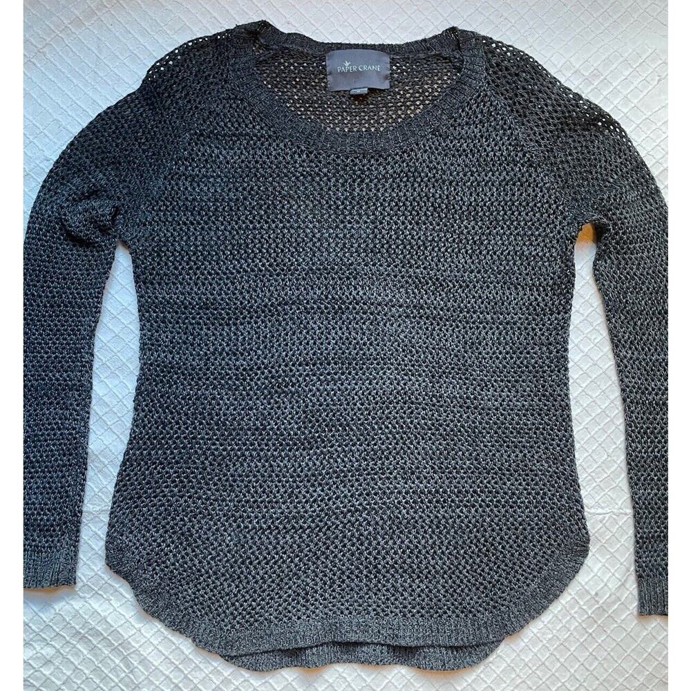 Paper Crane Anthropologie Women's Med Sweater Long Sleeve Open Knit Crochet Look